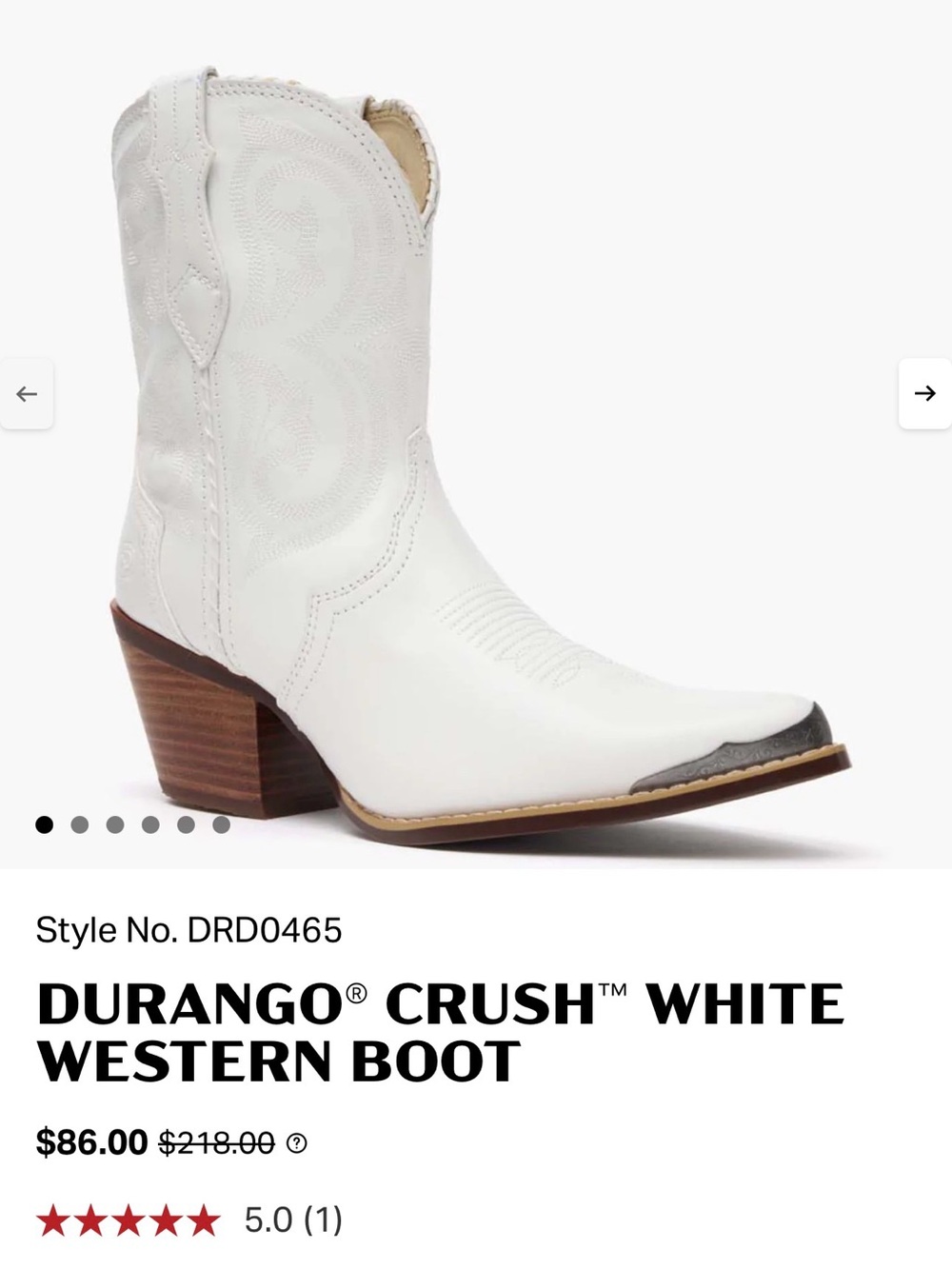 Women’s Crush Durango White Western Heeled Boots